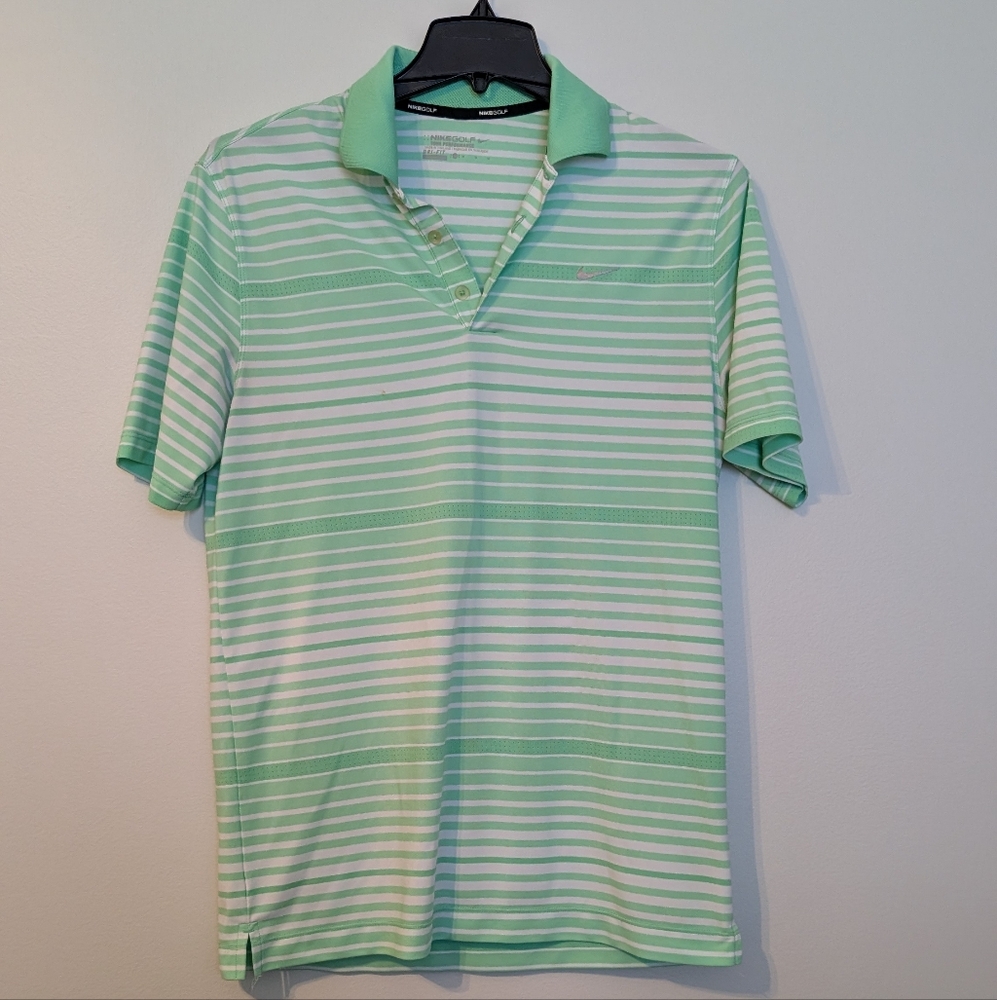 Nike Green Striped Polo Shirt